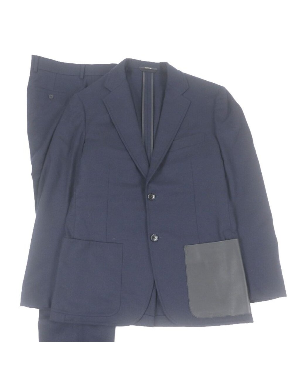 Hermes 21 AW Wool Lambskin Pocket Single Suit Set Navy 48